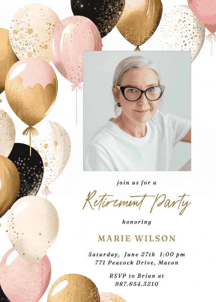 Up, up, and away photo - retirement & farewell party invitation